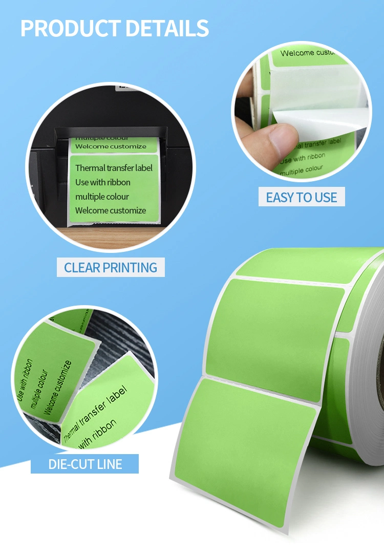 Custom Size Thermal Transfer Label Waterproof Adhesive Vinyl Heat Sensitive Material Label Sticker Rolls