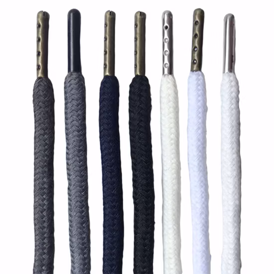 OEM изготовленный на заказ полиэфирный шнур, цветные необычные круглые шнуры, веревка с капюшоном, шнурок с медными наконечниками
