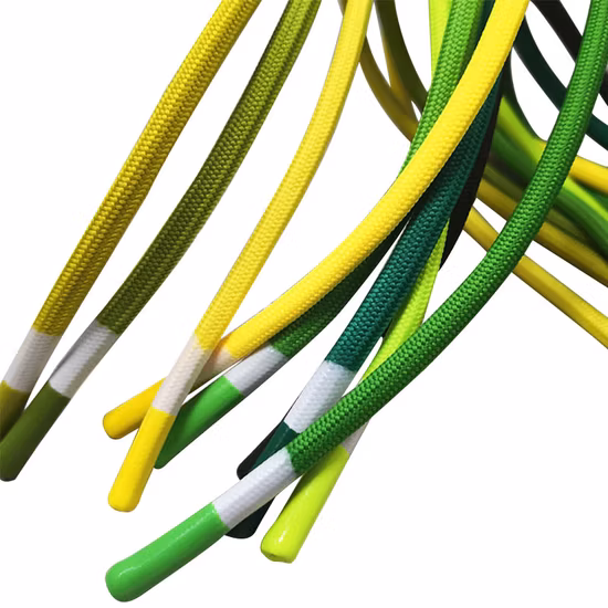 Многоцветные шнурки с капюшоном из полиэстера на заказ, круглые шнурки с силиконовыми наконечниками для шнурков Поставщики